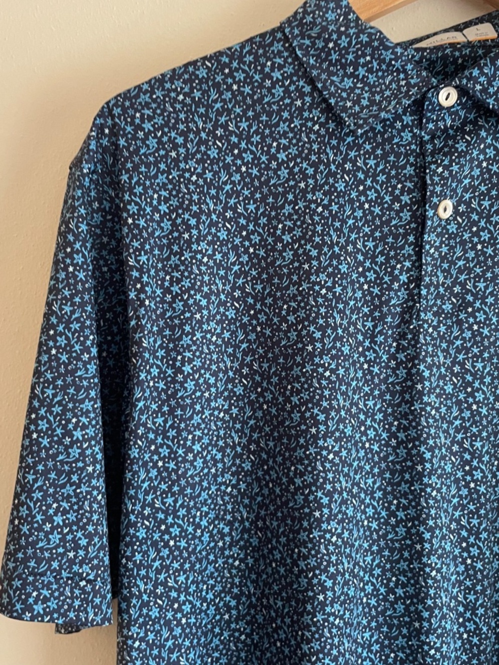 Peter Millar Starfish Print Featherweight Performance Polo In Navy - Picture 4 of 8